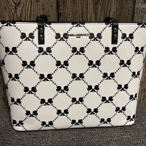 Karl Lagerfeld Black and White Women's Tote Bag